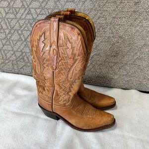 Old West‎ Kids Leather Upper Cowboy Boots Brown Western Style LF1529